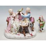 ANTIQUE 19TH CENTURY MEISSEN PORCELAIN FIGURINE TOGETHER WITH A GERMAN FIGURINE OF A COURTING COUPLE