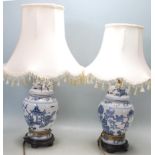 TWO CHINESE ORIENTAL TABLE LAMPS WITH GINGER JAR BASES