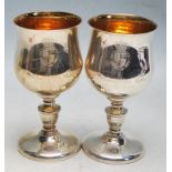 PAIR OF 1977 COMMEMORATIVE SILVER GOBLETS