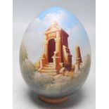 VINTAGE 20TH CENTURY WOODEN HAND PAINTED EGG BY JMF ROBUCHON