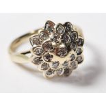 9CT GOLD AND DIAMOND CLUSTER RING