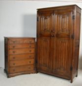 MID 20TH CENTURY JACOBEAN REVIVAL WARBROBE AND CHEST