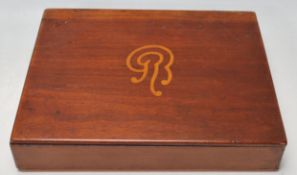 EDWARDIAN MARQUETRY CUTLERY BOX AND PAGE OPENERS