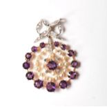 EDWARDIAN DIAMOND AMETHYST AND PEARL PENDANT