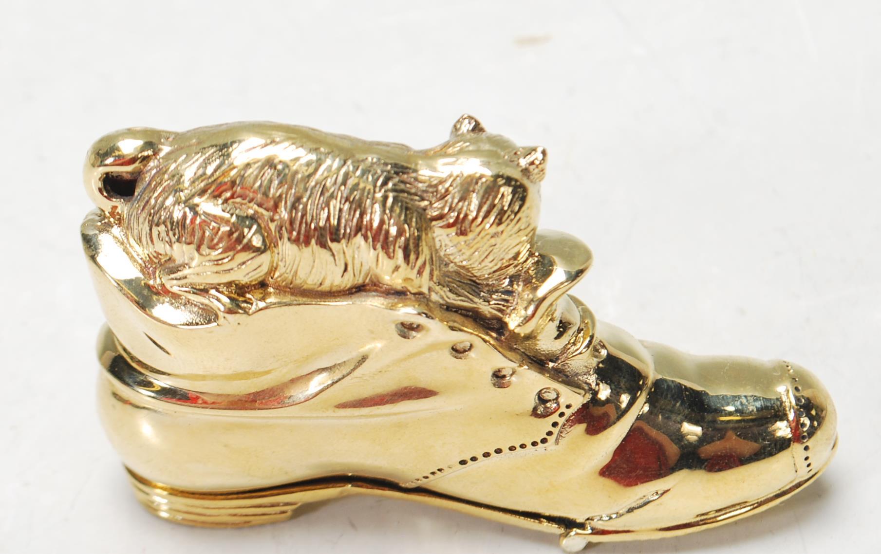 ANTIQUE STYLE 18CT GOLD PLATED SHOE & CAT VESTA - Image 3 of 7