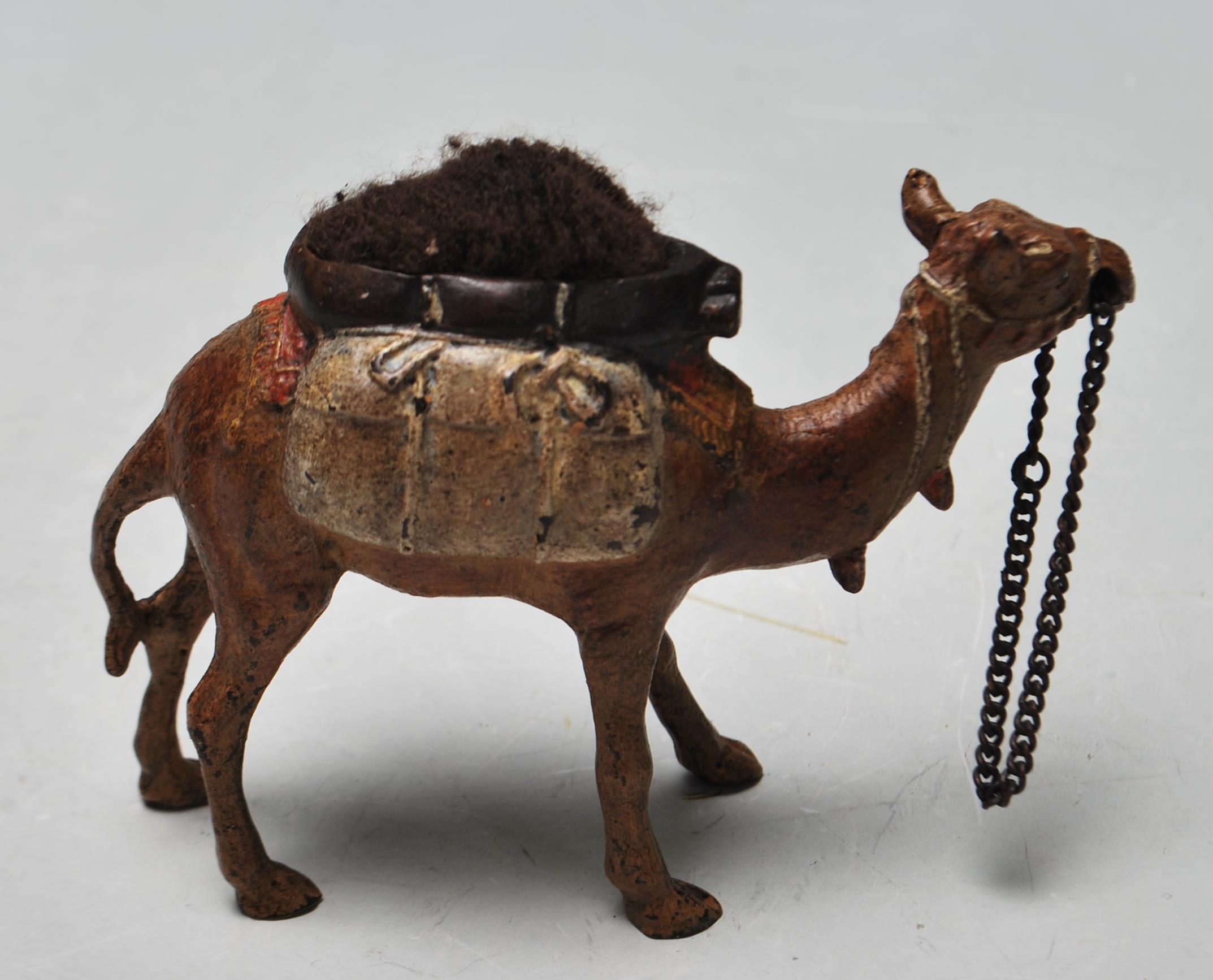 COLD PAINTED BRONZE CAMEL PIN CUSHION - Image 2 of 5