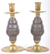 WWI FIRST WORLD WAR TRENCH ART GRENADE CANDLESTICKS