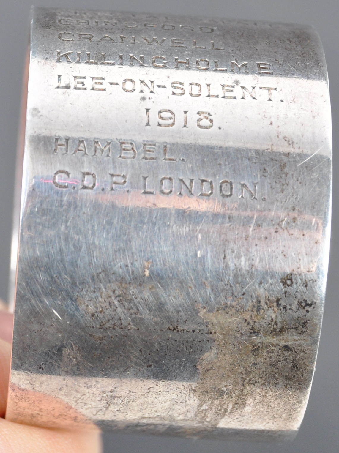 WWI FIRST WORLD WAR RFC / RAF HALLMARKED SILVER ENGRAVED NAPKIN RING - Image 3 of 4