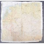 WWII SECOND WORLD WAR SILK ESCAPE MAP - BELGIUM, FRANCE & GERMANY