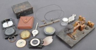 COLLECTION OF ASSORTED MILITARY ITEMS - MORSE CODE, COMPASS ETC