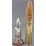 TWO ARTILLERY SHELLS - WWI CIGARETTE LIGHTER & WWII PRACTISE SHELL