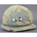 VIETNAM WAR ERA M1 HELMET WITH CAMOUFLAGE COVER