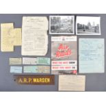 COLLECTION OF ORIGINAL WWII ARP AIR RAID PRECAUTIONS ITEMS