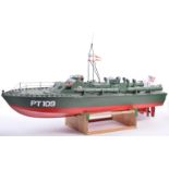 IMPRESSIVE LARGE SCALE MODEL OF US ARMY PT 109 TORPEDO BOAT