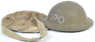 WWII SECOND WORLD WAR GPO GENERAL POST OFFICE HELMET & BAG