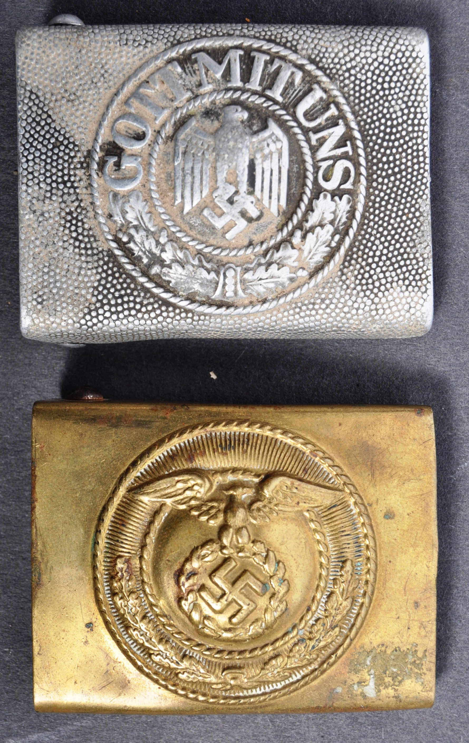 TWO ORIGINAL WWII GERMAN ARMY NAZI UNIFORM BELT BUCKLES