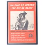 RARE ORIGINAL WWII CIVILD DEFENCE ' YOU CAN'T BE CERTAIN ' POSTER