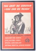 RARE ORIGINAL WWII CIVILD DEFENCE ' YOU CAN'T BE CERTAIN ' POSTER