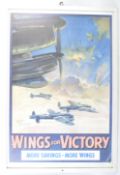 WINGS FOR VICTORY - VINTAGE WOODEN RECRUITMENT POSTER