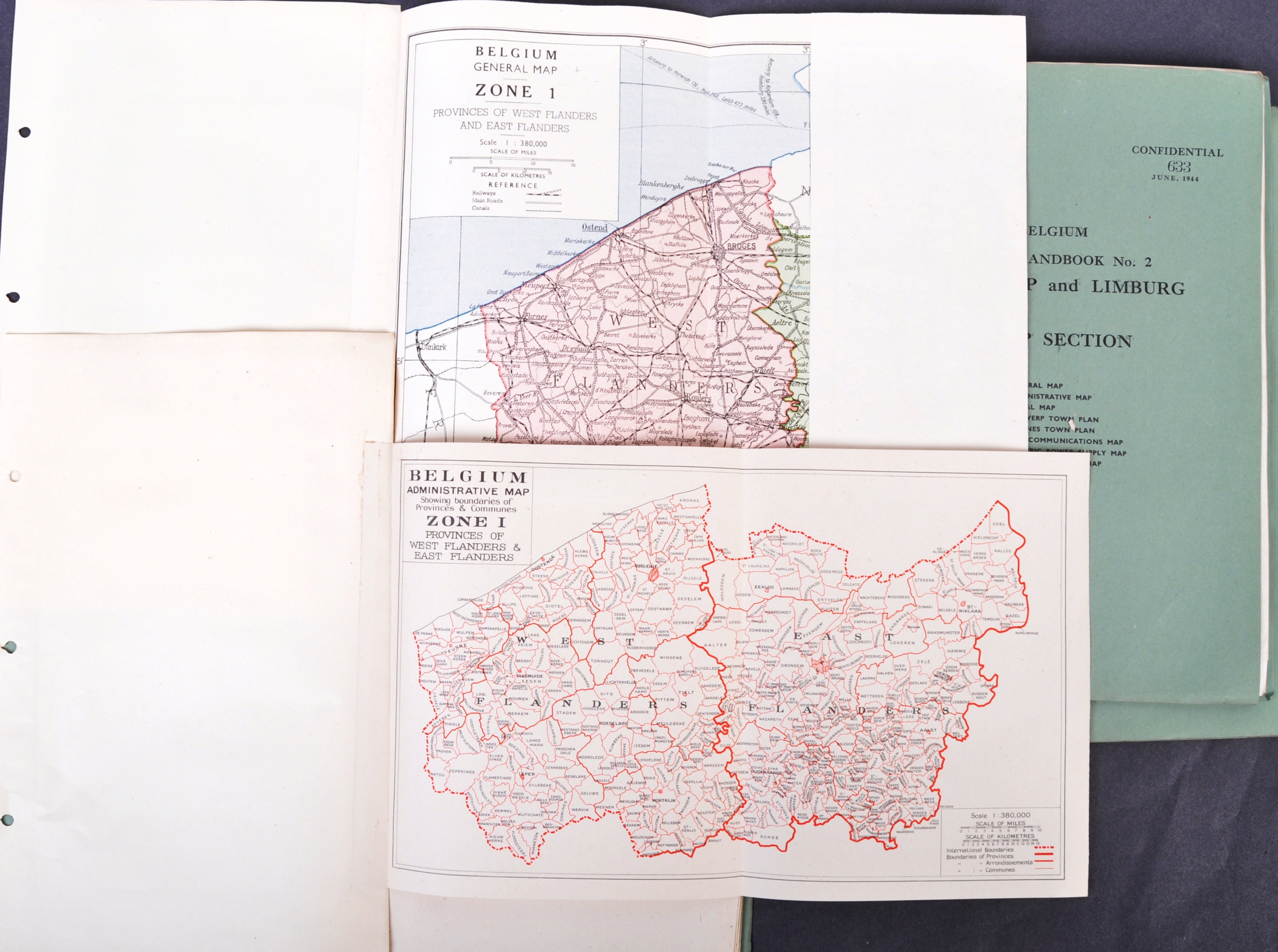 RARE WWII ' CONFIDENTIAL ' JUNE 1944 D-DAY MAPS OF BELGIUM - Image 2 of 6