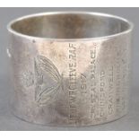 WWI FIRST WORLD WAR RFC / RAF HALLMARKED SILVER ENGRAVED NAPKIN RING