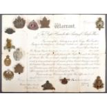 WWI FIRST WORLD WAR CAP BADGES & PAPERWORK