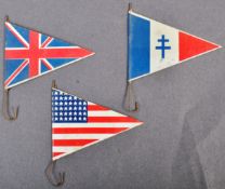 SET OF WWII SECOND WORLD WAR ' LIBERATION ' TINPLATE FLAGS
