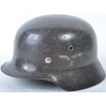 RARE ORIGINAL LIBERATED WWII GERMAN M35 STAHLHELM HELMET