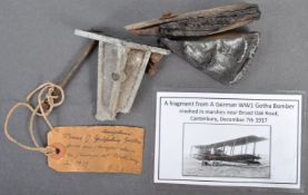 WWI FIRST WORLD WAR - FRAGMENT OF DOWNED GERMAN GOTHA BOMBER