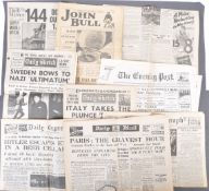 COLLECTION OF ORIGINAL WARTIME WWII NEWSPAPERS
