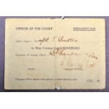 RARE WWII NAZI WAR CRIMES BELSEN COURT TRIALS OFFICER'S PASS