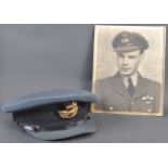 ORIGINAL WWII SECOND WORLD WAR RAF OFFICER'S CAP & PHOTOGRAPH
