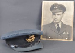 ORIGINAL WWII SECOND WORLD WAR RAF OFFICER'S CAP & PHOTOGRAPH