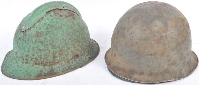 TWO WWI & WWII RELATED STEEL HELMETS