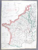 WWII SECOND WORLD WAR SILK ESCAPE MAP - FRANCE