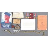 COLLECTION OF ASSORTED WWII ROYAL NAVY ITEMS