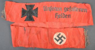 RARE ORIGINAL WWII NAZI GERMAN ' OUR FALLEN HERO ' SASH