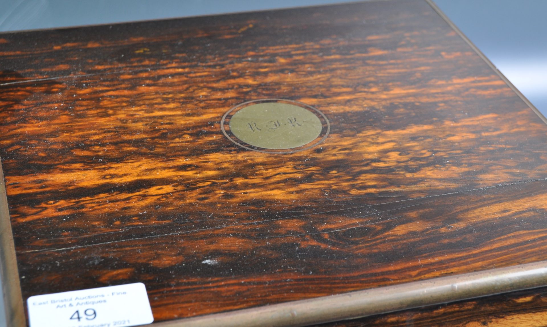 19TH CENTURY COROMANDEL AND BRASS BOUND TANTALUS BOX - Image 12 of 13