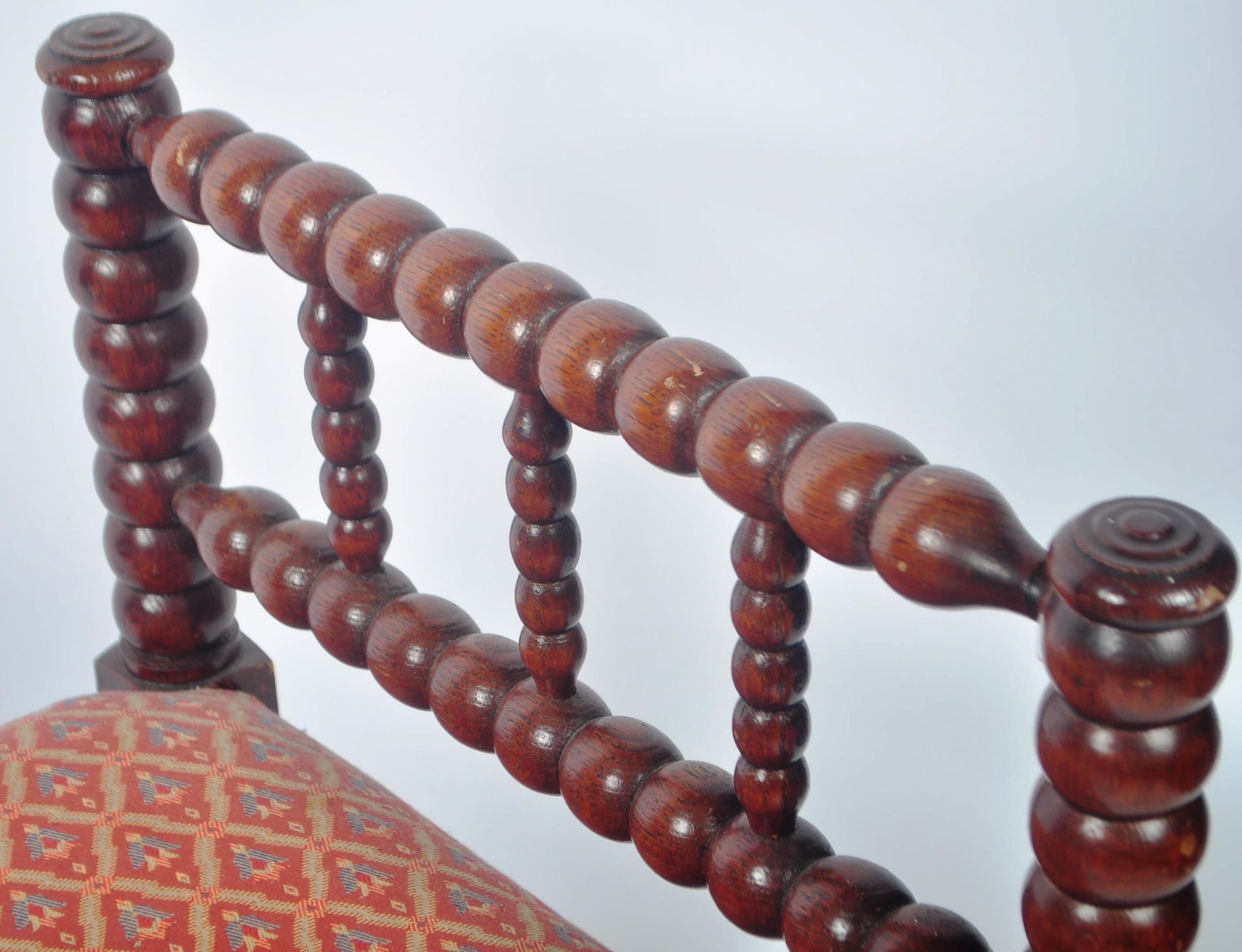 ANTIQUE VICTORIAN MAHOGANY BOBBIN WORKED WINDOW SEAT - Image 4 of 5