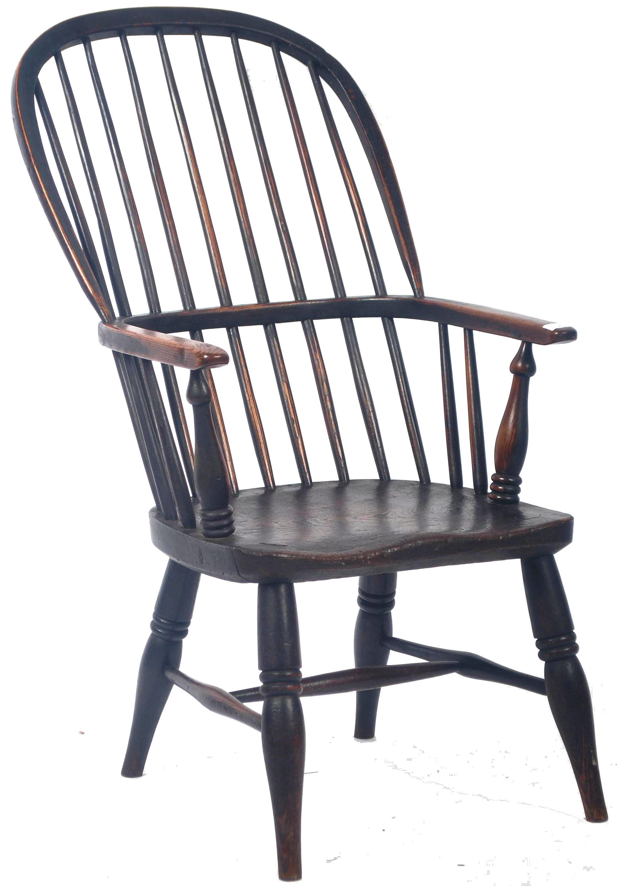 19TH CENTURY GEORGIAN OAK AND ELM WINDSOR ARMCHAIR