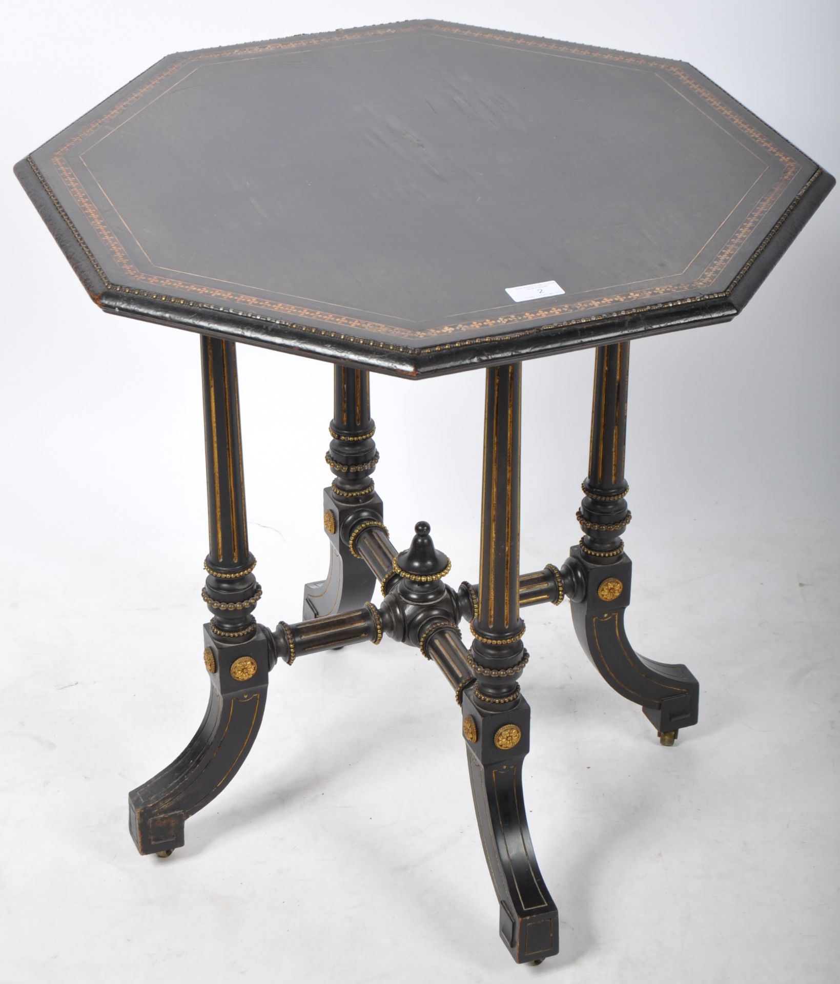 GILLOW & CO 19TH CENTURY EBONISED AND GILDED SIDE TABLE - Image 2 of 8