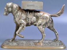 CHARMING SILVERED BRONZE DOG FIGURINE MATCHBOX HOLDER