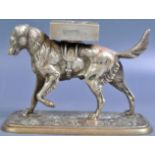 CHARMING SILVERED BRONZE DOG FIGURINE MATCHBOX HOLDER