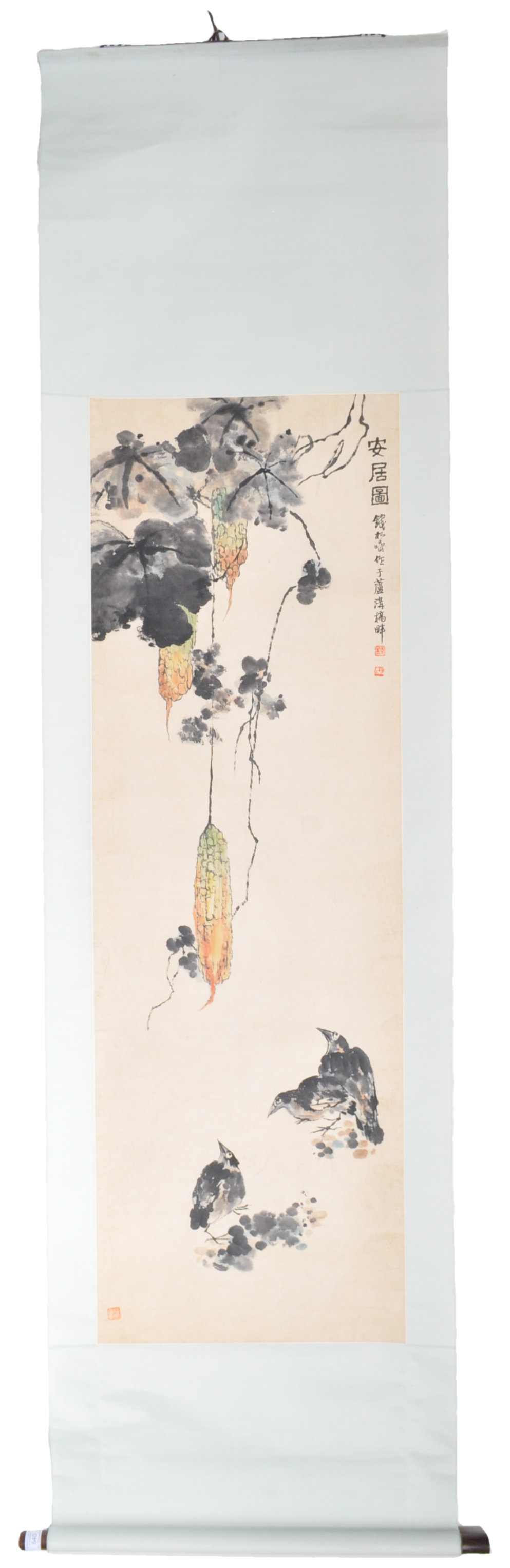 QIAN SONGYAN (1898-1985) - A MOMENT OF PEACEFUL LIFE CHINESE SCROLL