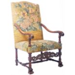 IMPRESSIVE 18TH CENTURY FRENCH WALNUT TAPESTRY ARMCHAIR