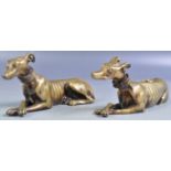 CHARMING PAIR OF 19TH CENTURY BRONZE GREYHOUNDS