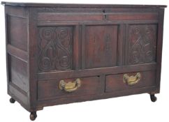 18TH CENTURY ENGLISH COUNTRY OAK MULE CHEST / COFFER