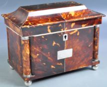 STUNNING 19TH CENTURY BLONDE TORTOISESHELL TEA CADDY