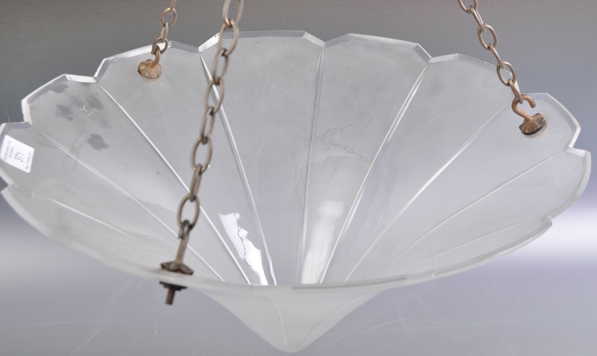 19TH CENTURY VICTORIAN CUT FROSTED GLASS CEILING HANGING SHADE - Image 4 of 4