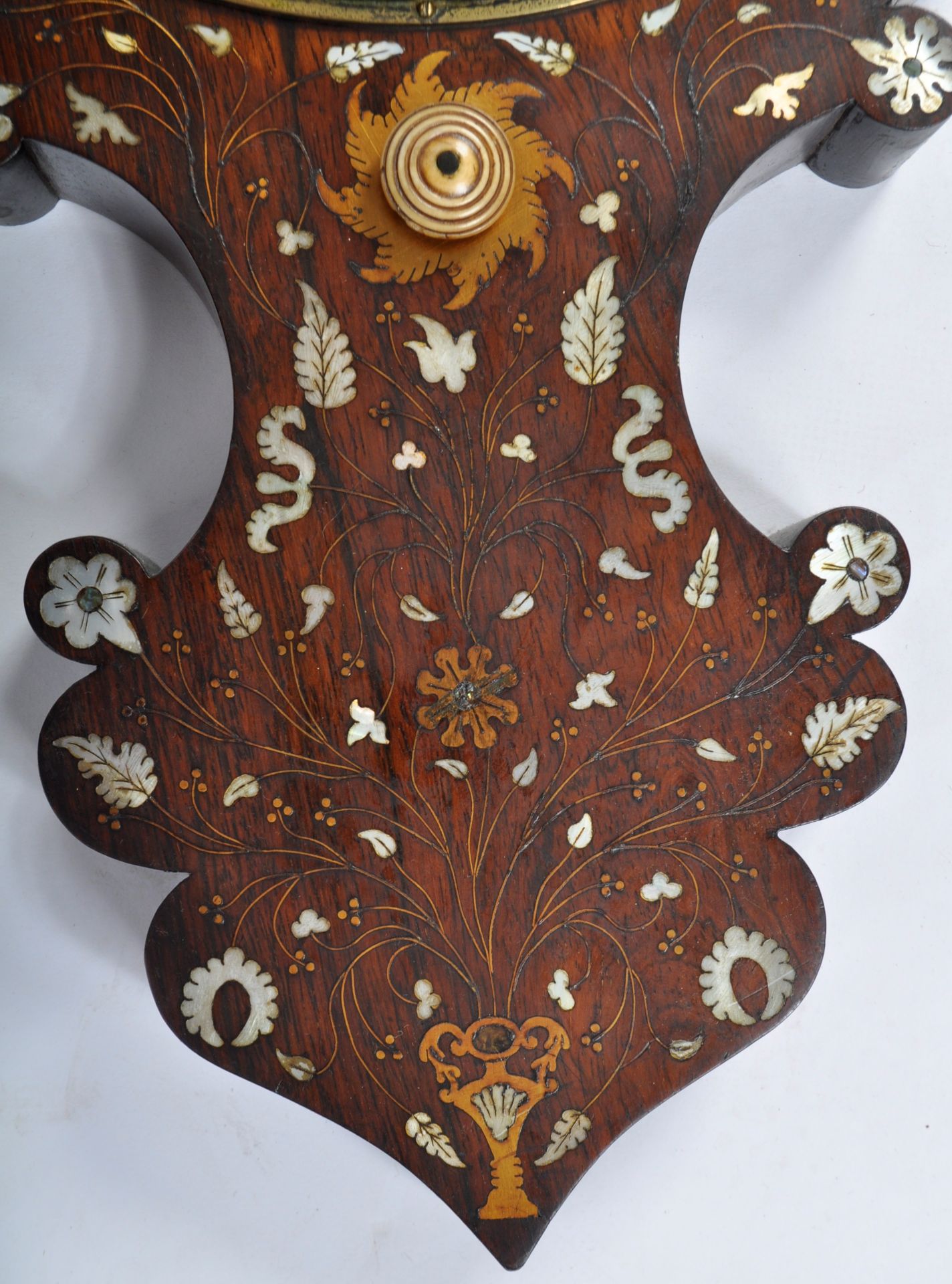 19TH CENTURY VICTORIAN ROSEWOOD AND MOTHER OF PEARL BANJO BAROMETER - Image 7 of 7